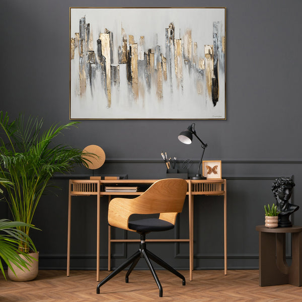 Obraz „Rytmy miasta” — abstrakcja z architektoniczną geometrią