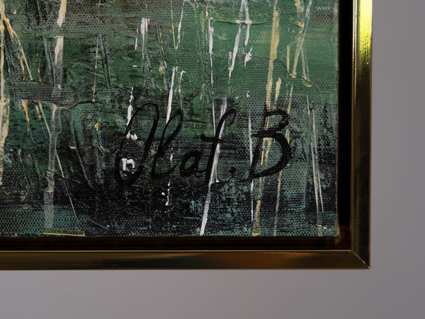 contemporary art artists painting with a gold frame