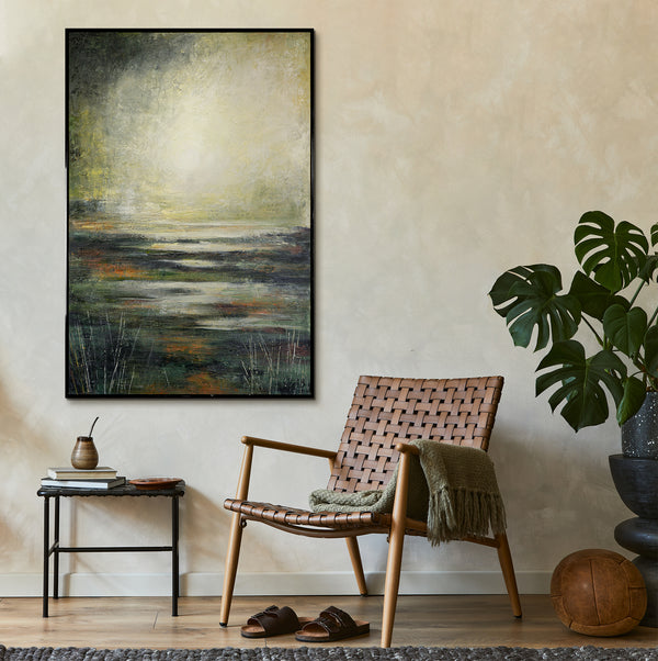 calm nature night lights painting