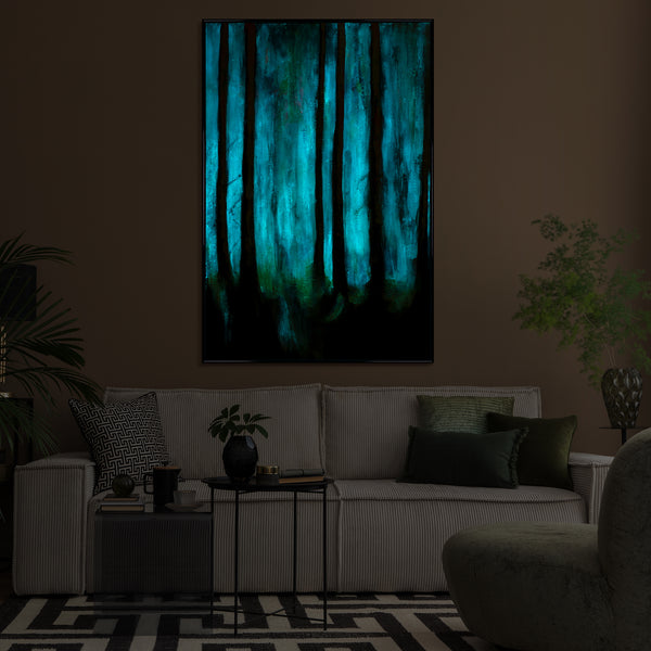 Obraz „Atmosfera lasu” — pejzaż z efektem fluorescencyjnym