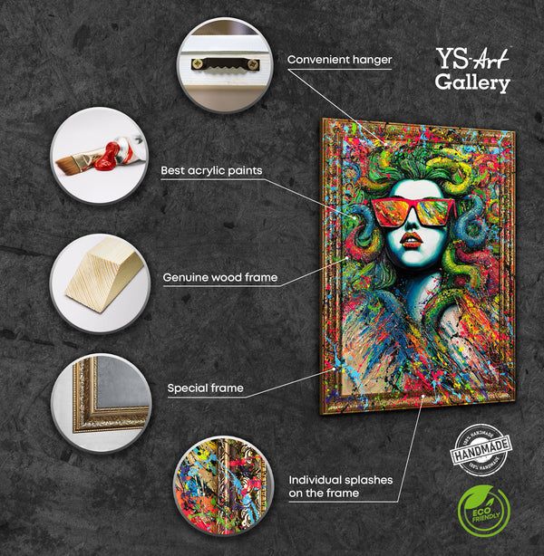 Obraz „Meduza w neonie” – portret w stylu pop-artu z elementami street artu