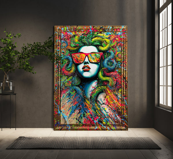 Obraz „Meduza w neonie” – portret w stylu pop-artu z elementami street artu