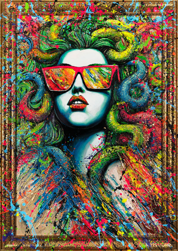 Obraz „Meduza w neonie” – portret w stylu pop-artu z elementami street artu