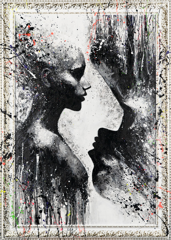 Obraz „Kontury” – abstrakcyjny portret sylwetkowy w monochromatycznej kolorystyce