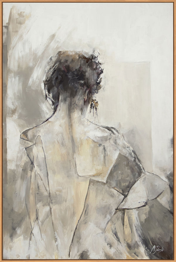Obraz „Cisza ramion” — figuratywna abstrakcja w stonowanej kolorystyce