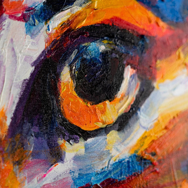 Obraz „Ogniste spojrzenie” — emocjonalny portret kota w ekspresyjnej palecie barw