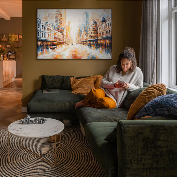 Obraz „Przestrzeń i rytm” — architektura z atmosferą ruchu