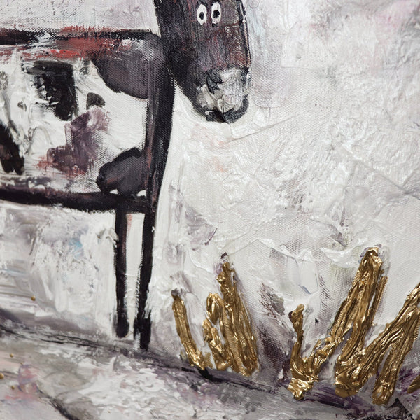Obraz „Ciekawa historia” — surrealistyczna fabuła w pastelowych barwach
