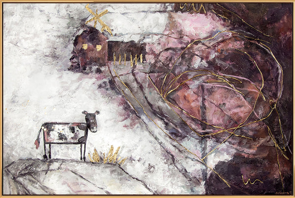 Obraz „Ciekawa historia” — surrealistyczna fabuła w pastelowych barwach
