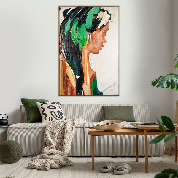 Obraz „Tajemniczy profil” — abstrakcyjny portret w nasyconych barwach