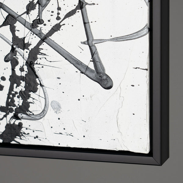 Obraz „Kontrola chaosu” — monochromatyczna abstrakcja w stylu action painting

